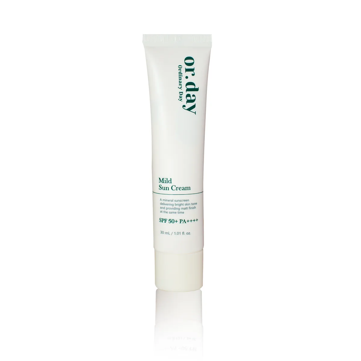 Or.day Mild Sun Cream tube, green accents