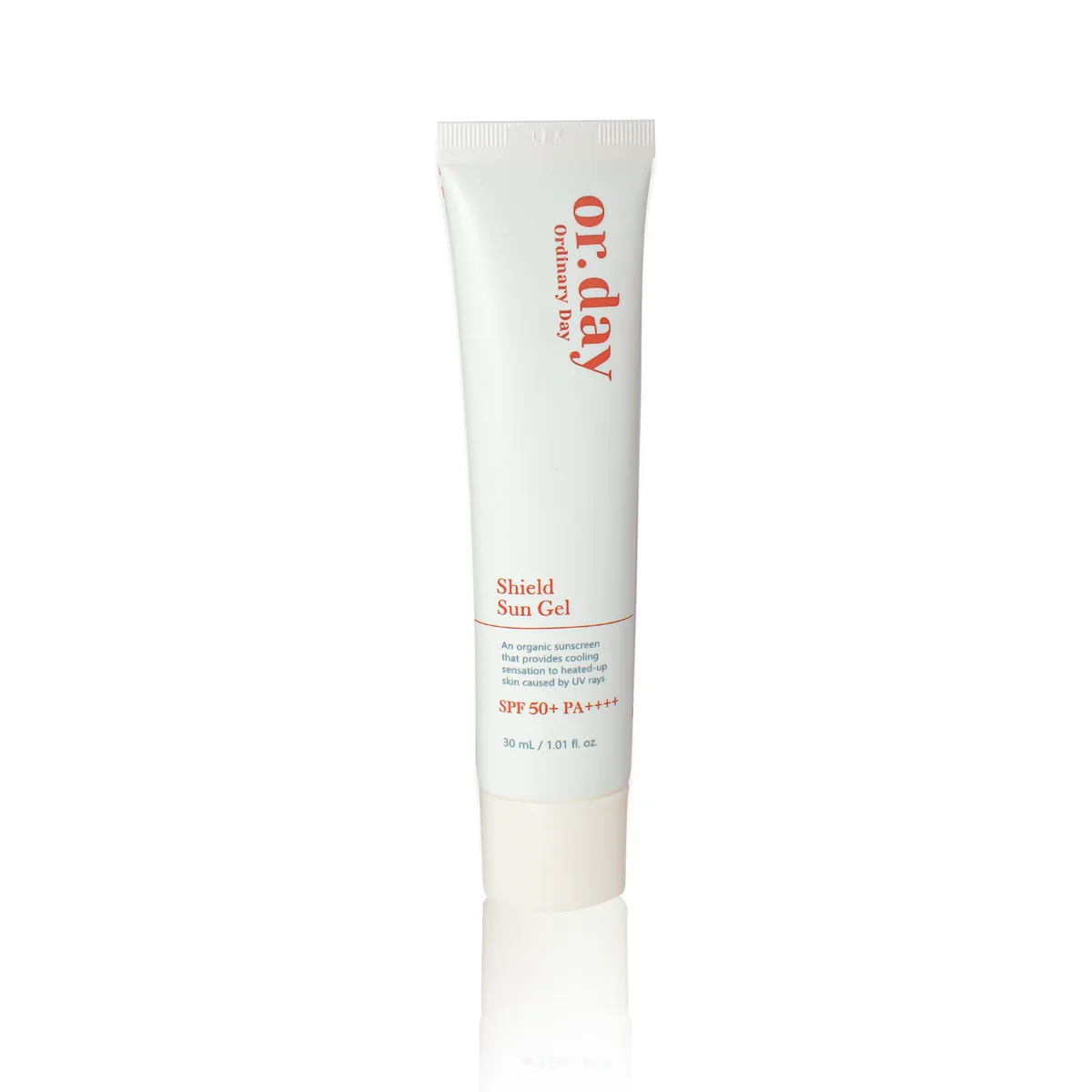 Or.day Shield Sun Gel tube, orange accents